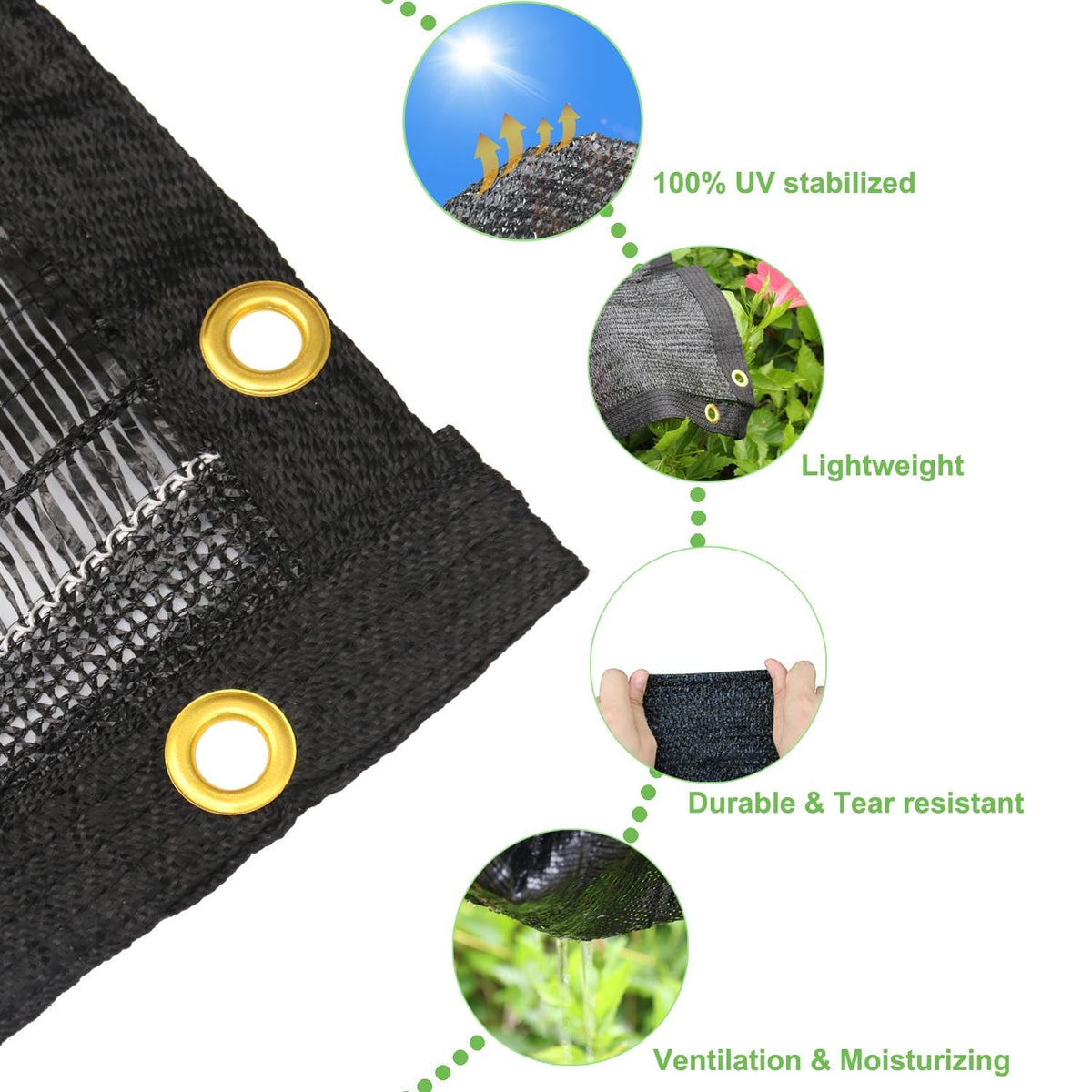 Mklsit outdoor shade cloth on a patio and greenhouse setup