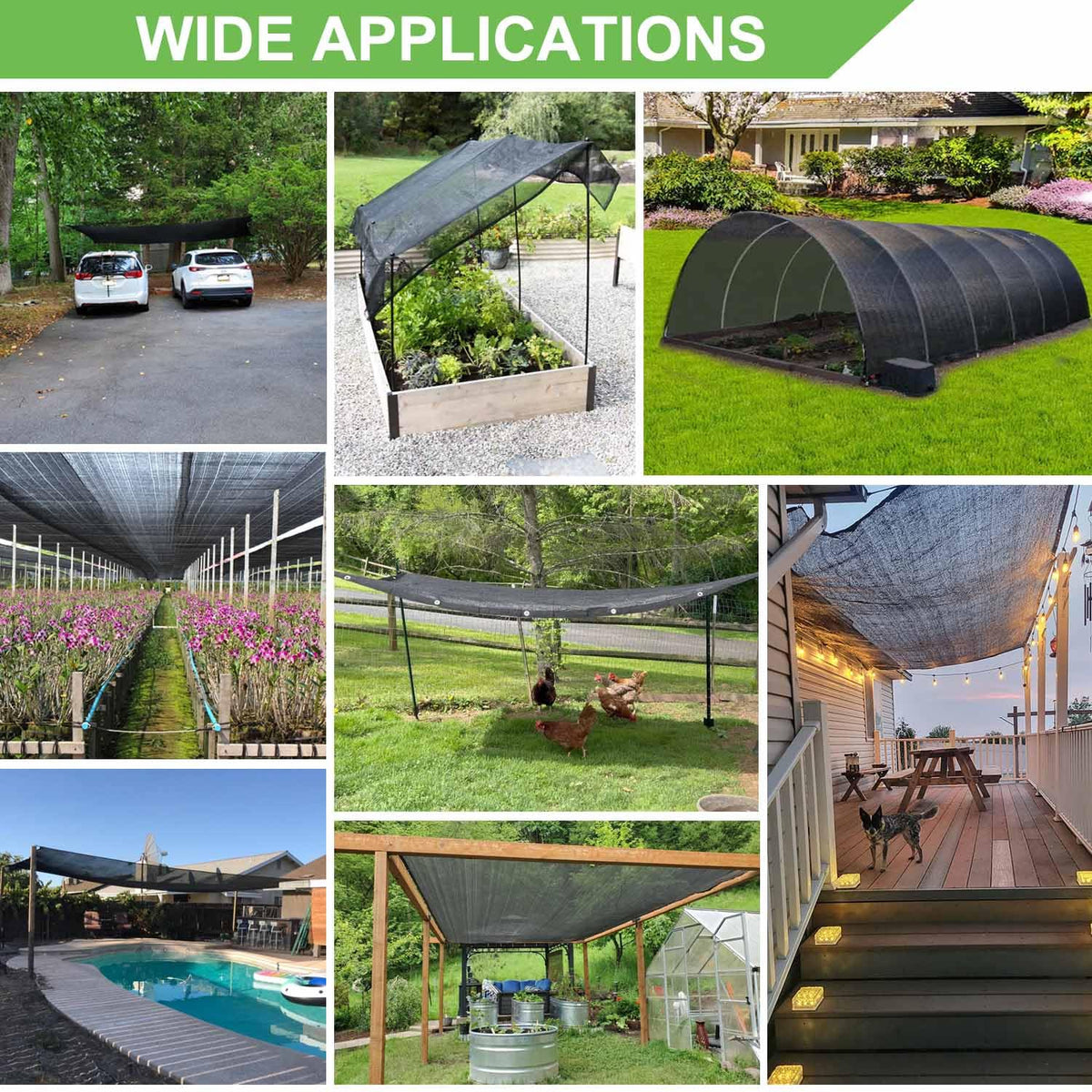 Easy installation with reinforced grommets on Mklsit shade cloth.