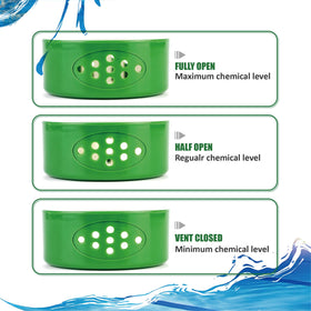 MKLZ twist-ring adjuster controls chlorine release for gradual dosing