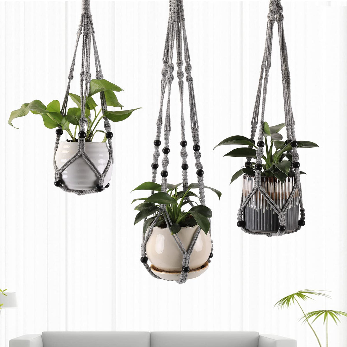 MKO SHUN space-saving plant hanger gray ideal for balconies and kitchens