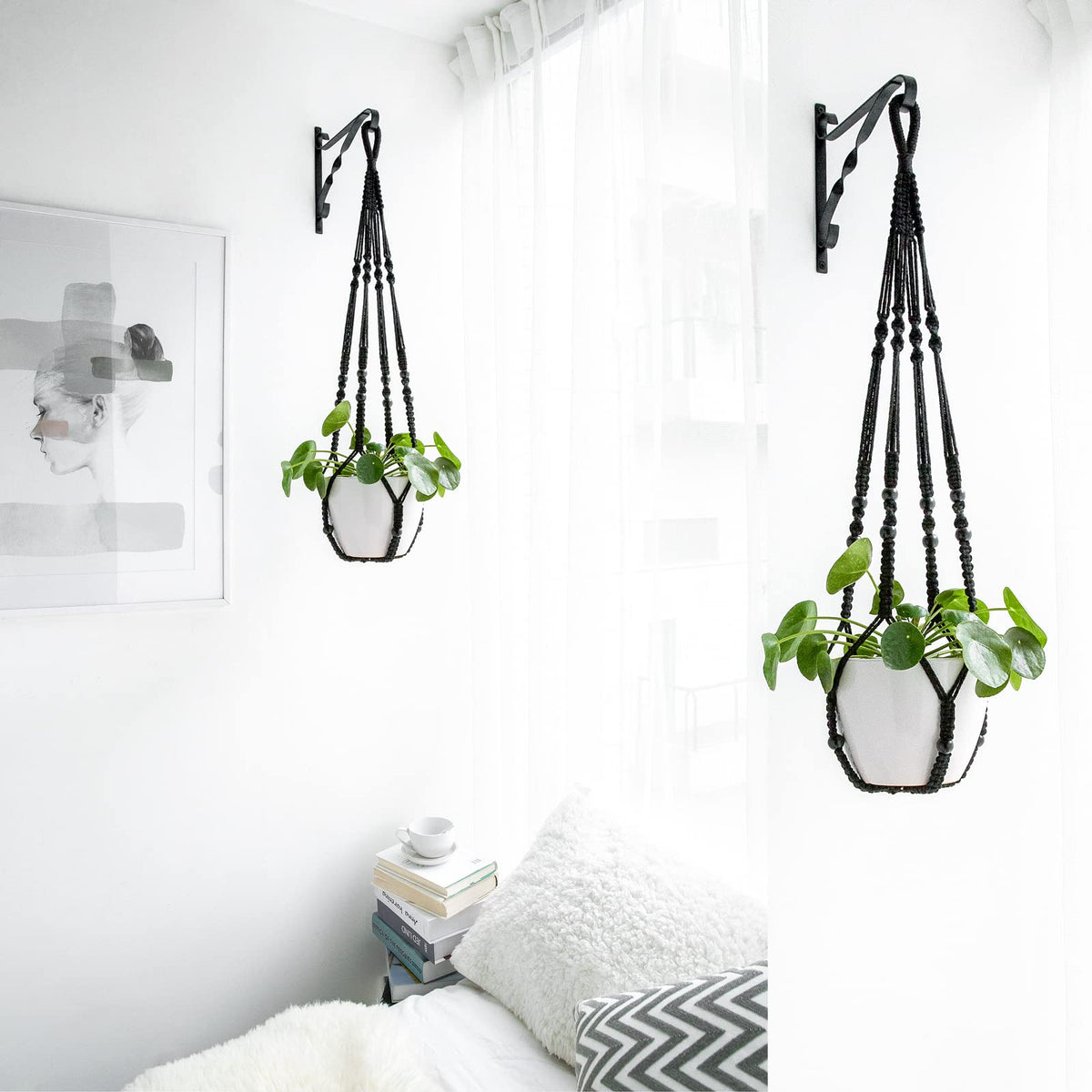Mkono cotton cord plant holder adds texture and warmth.
