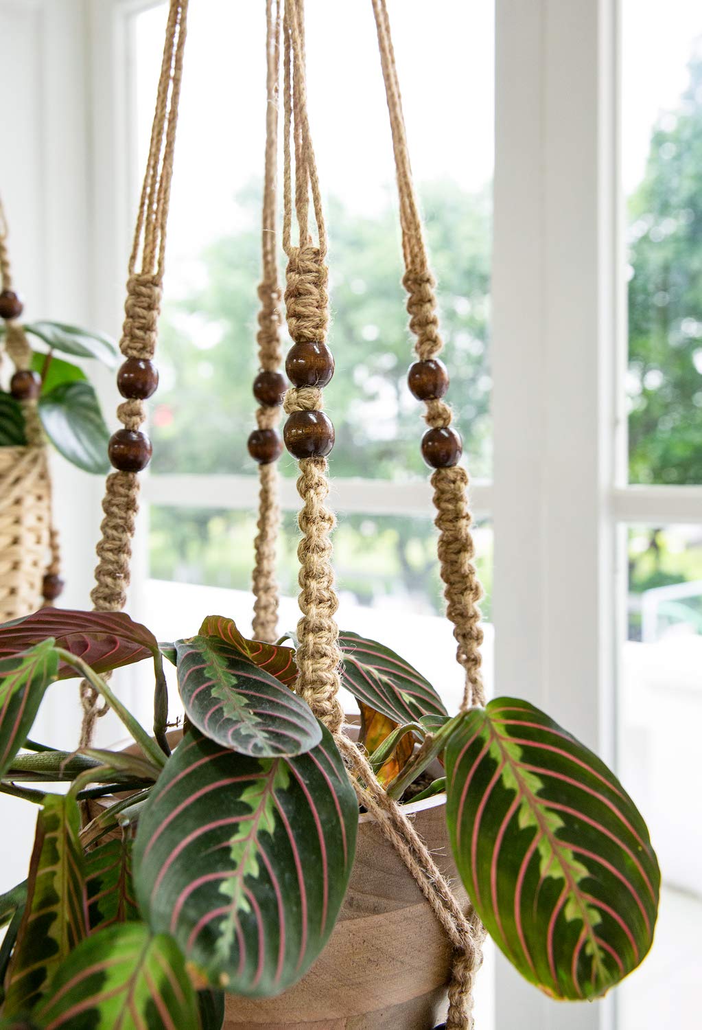Mkono wood bead decor elevates plant presentation