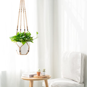 Brown Mkono hanger with wood beads for boho chic corners and balconies