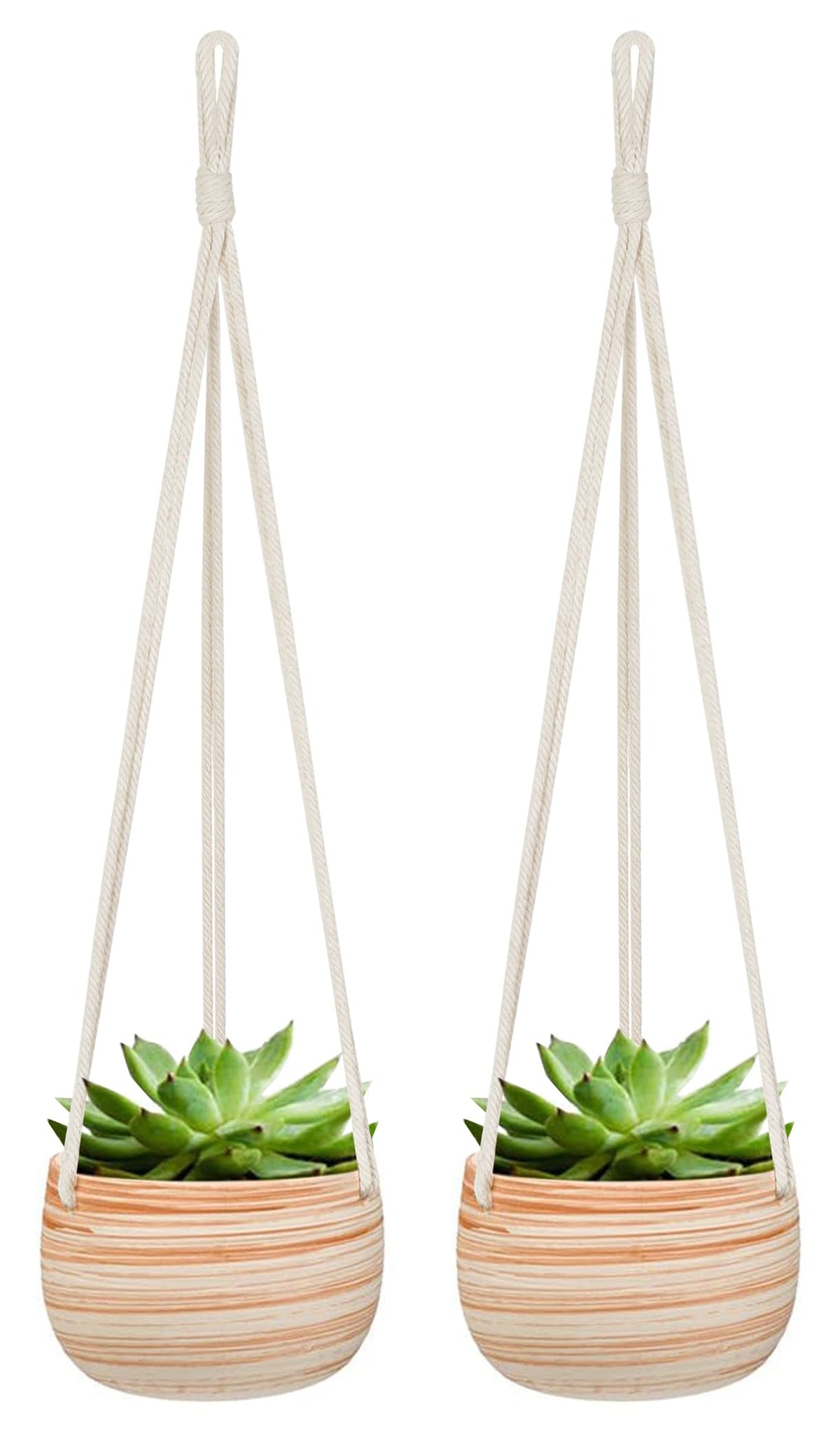 Mkono ceramic hanging planter with 5-inch pot for indoor greenery.