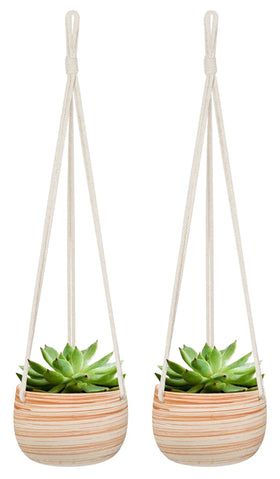 Mkono ceramic hanging planter with 5-inch pot for indoor greenery.