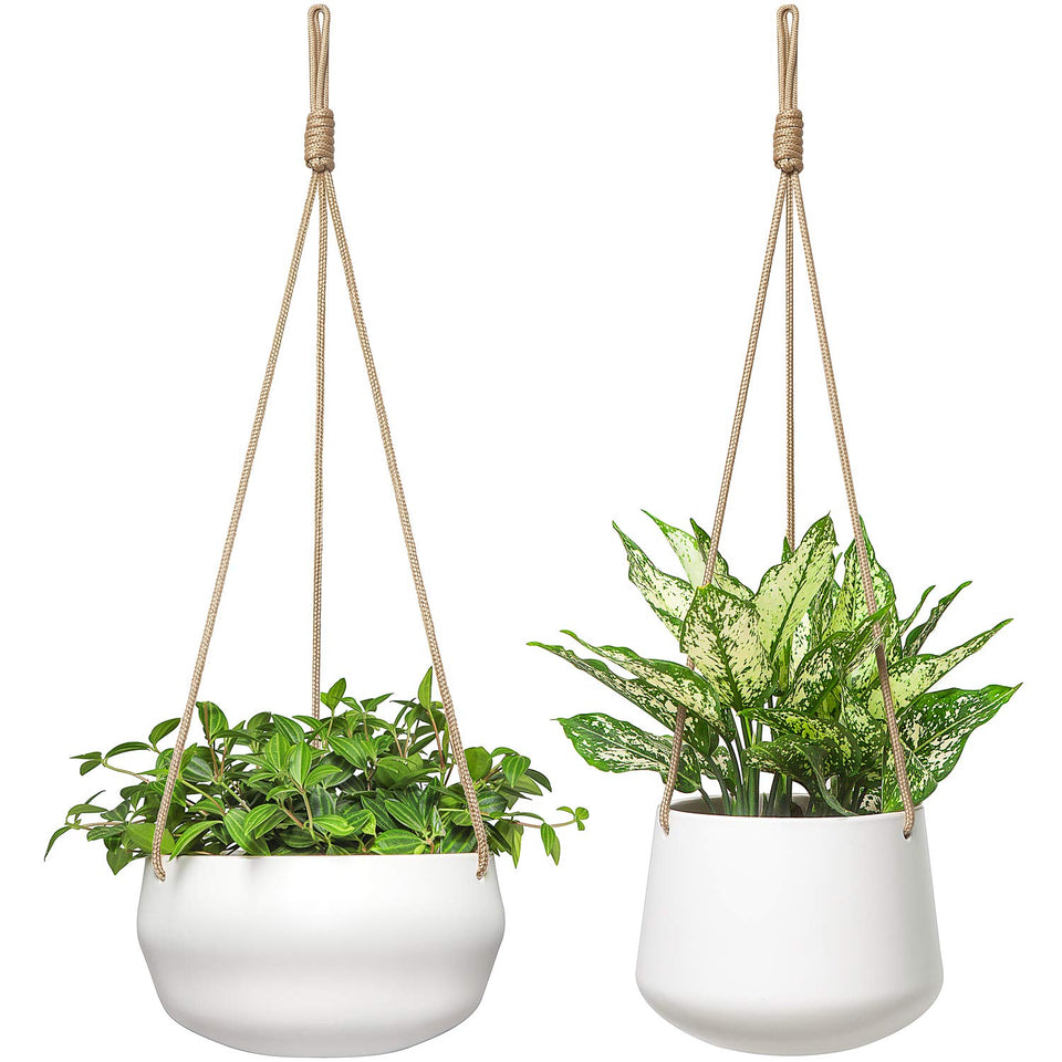 Mkono ceramic hanging planter shallow 8-inch for compact space greenery