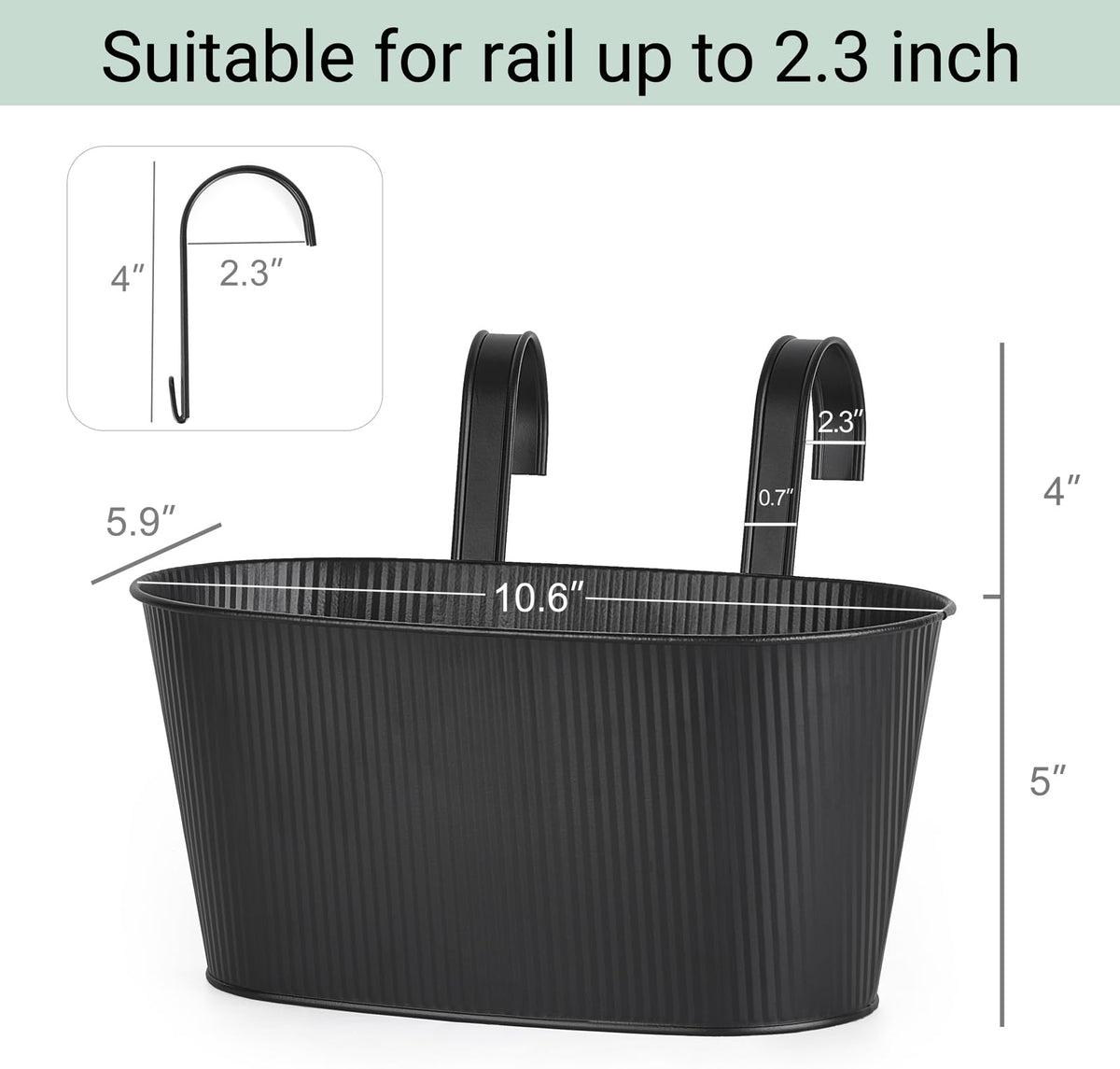 Mkono detachable hooks for railing enable flexible planter placement.