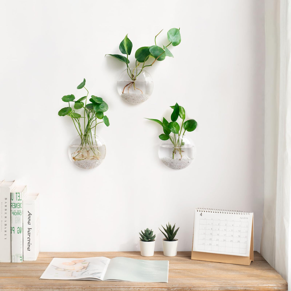 Mkono easy-install wall vase hanging system with hooks