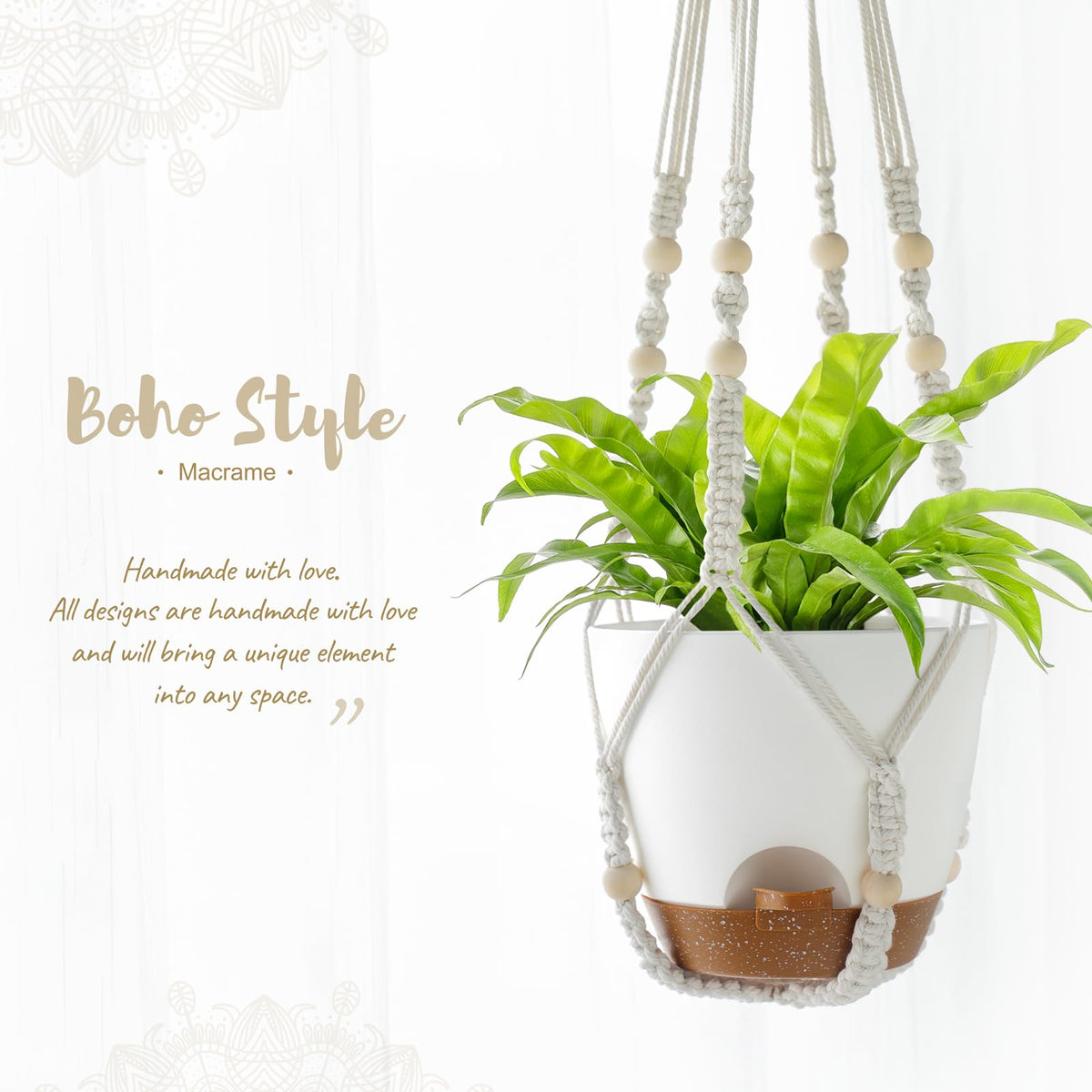 Mkono included hooks enable indoor hanging display