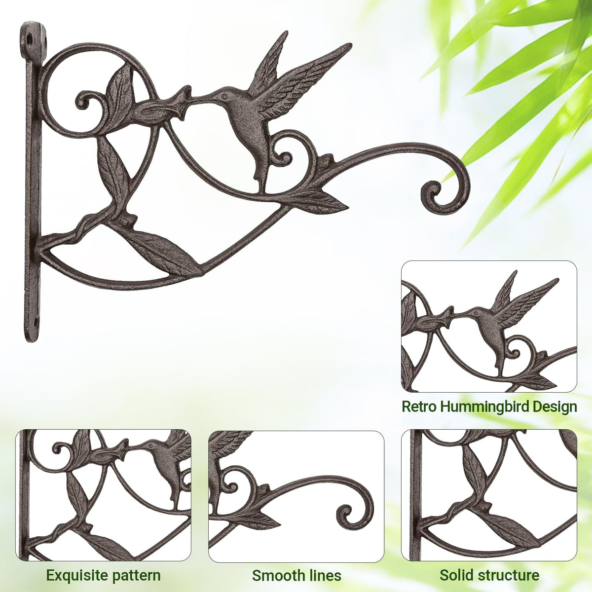Mkono iron hanging plant bracket adds sturdy support for pots and planters.