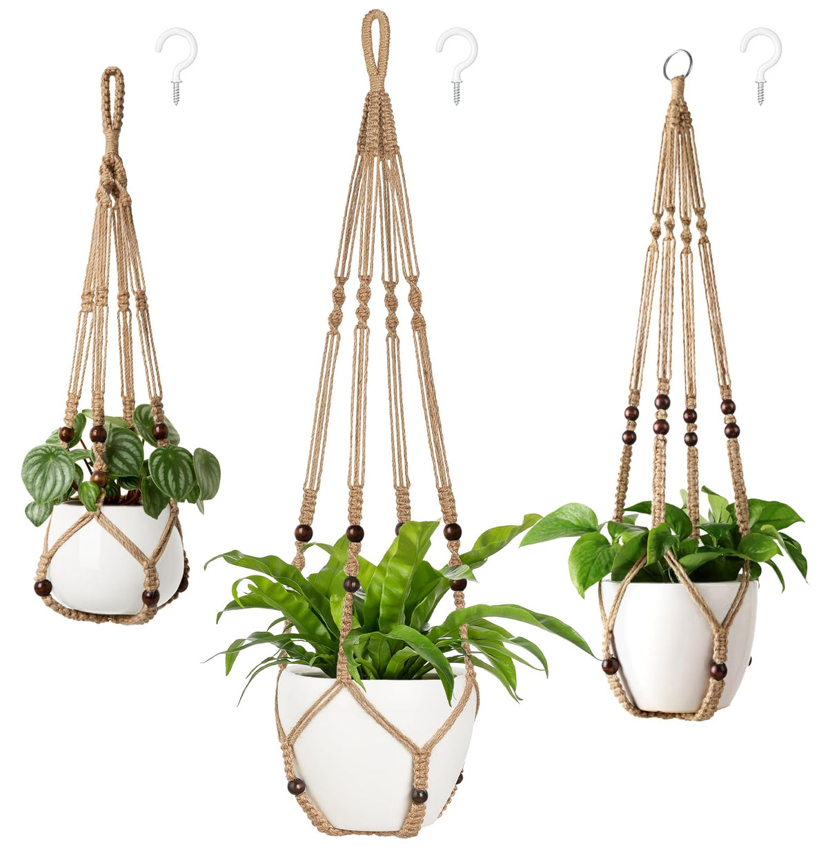 Mkono macrame plant hanger 43-inch length enhances vertical greenery.
