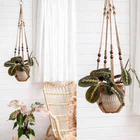 Mkono brown jute planter hanger brightens indoor or outdoor areas