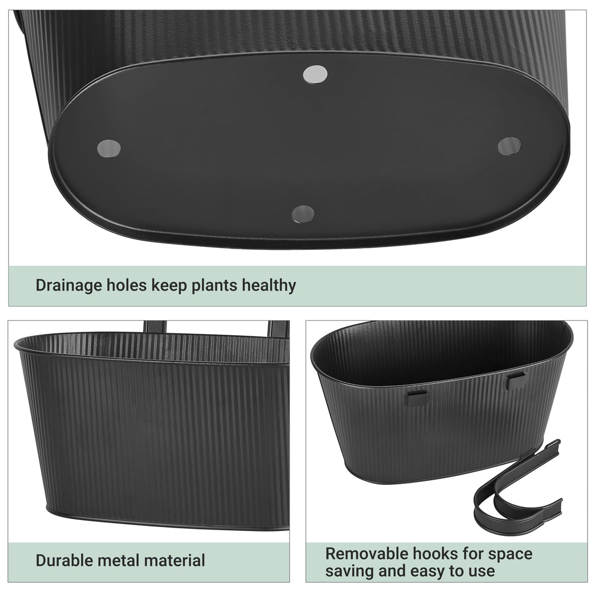 Mkono planter with drainage holes promotes healthy moisture balance.