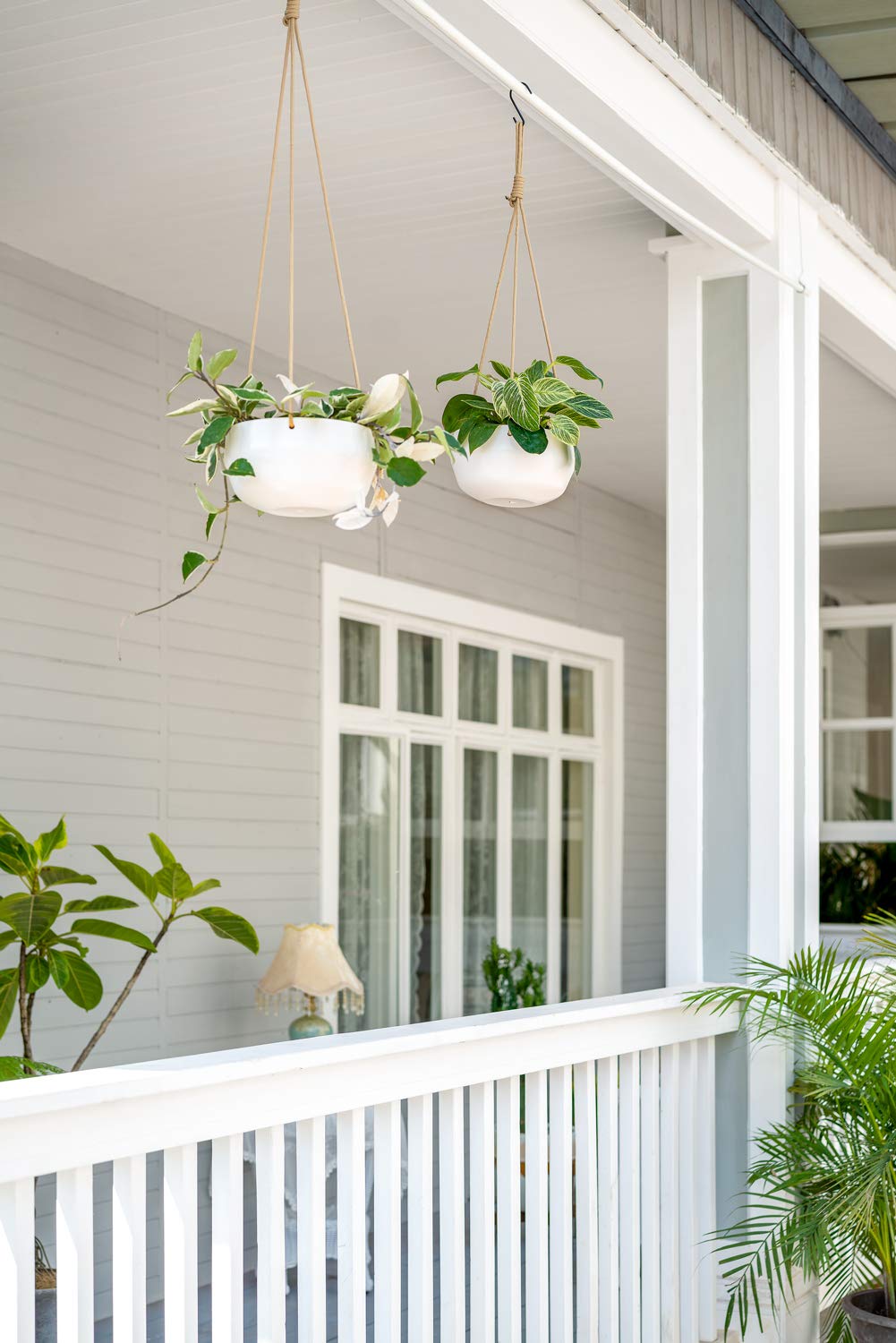 Mkono porcelain hanging basket matte white enhances any decor indoors or outdoors