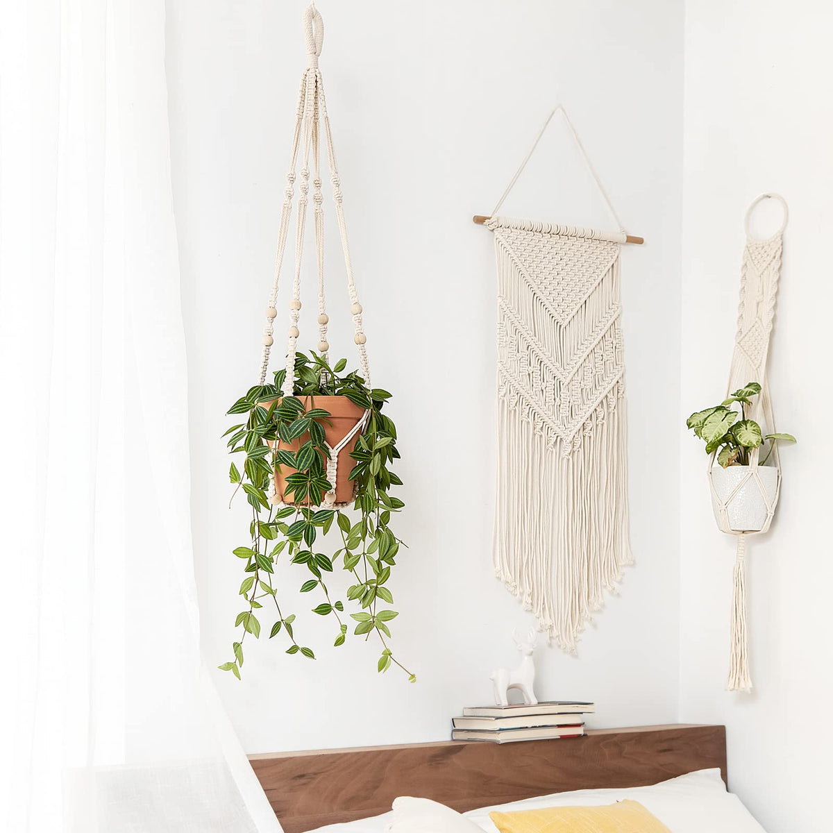 Wood bead detail on Mkono hanger highlights boho charm