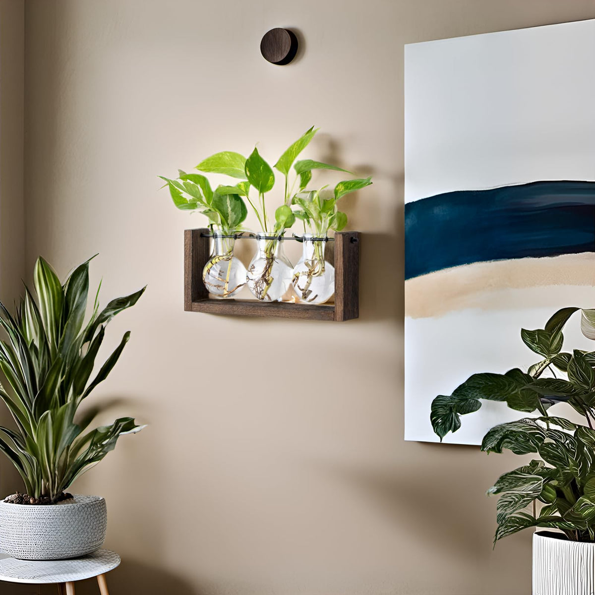 Mkono wooden frame with metal bar simplifies setup and watering.