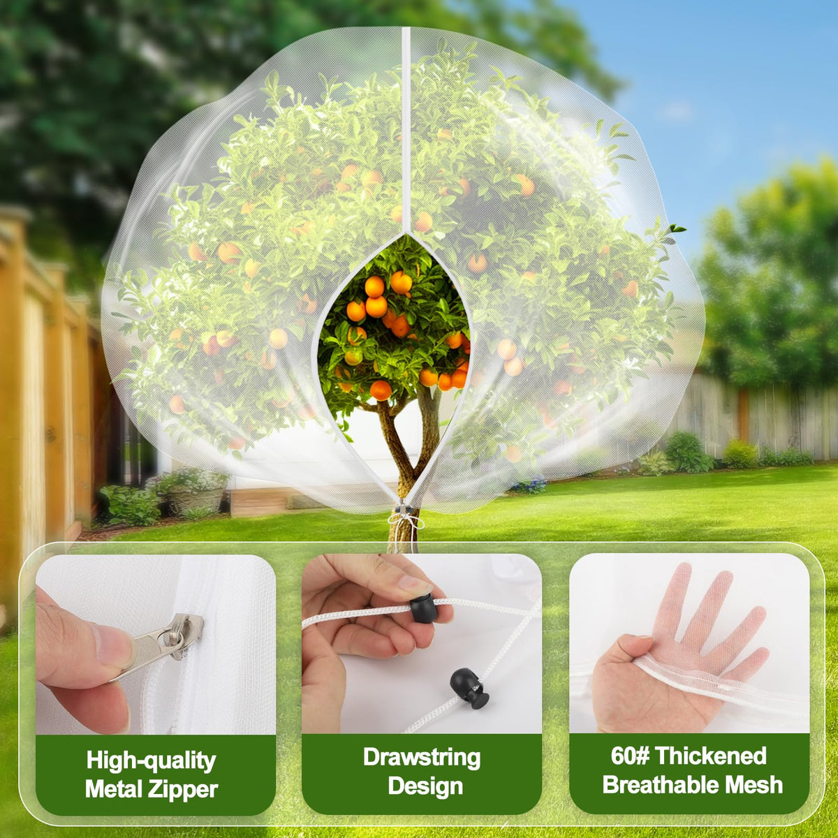 Mlhezy fruit netting bag drawstring system provides snug fit