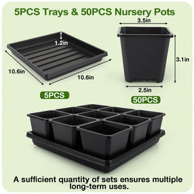 Mlhezy seed start trays 5-pack provide stable platforms for efficient germination.