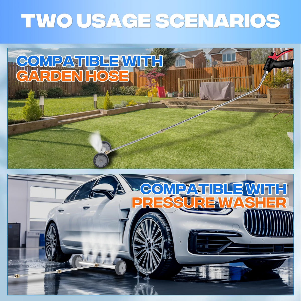 M MINGLE 16-inch undercarriage cleaner reaches tight spots on low-clearance vehicles.