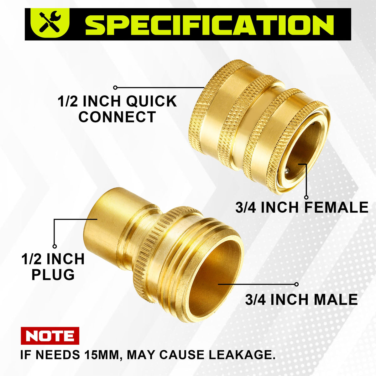 M MINGLE 3/4 to 1/2 quick connect showing compatibility options