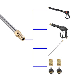 MMINGLE angled gutter wand extended to reach roofline gutters