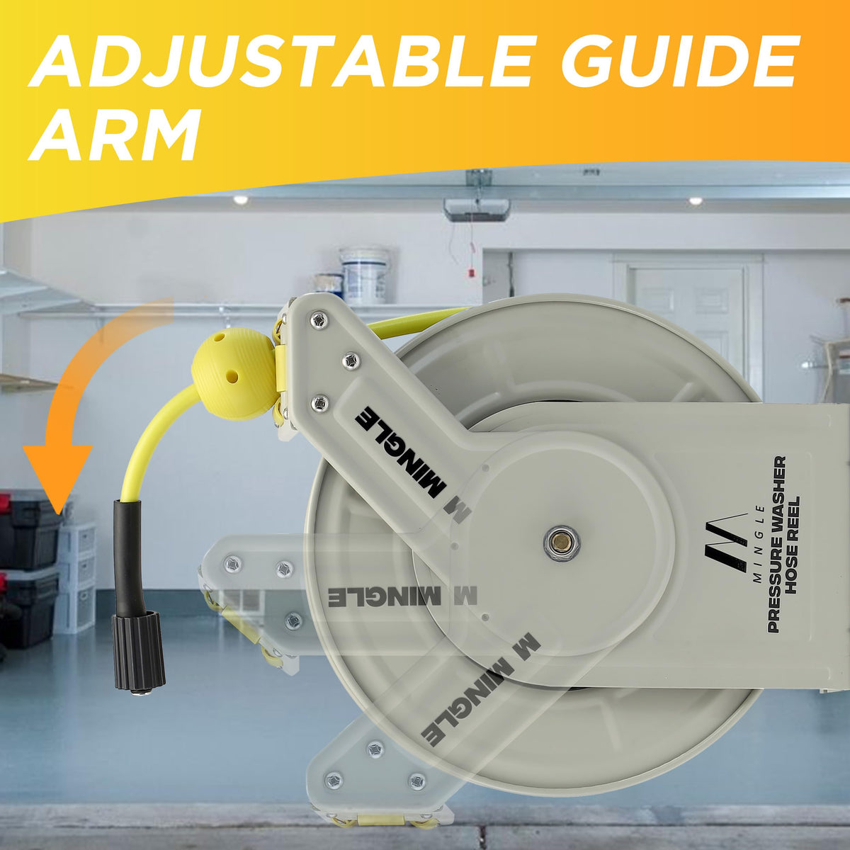 MMINGLE anti-tangle roller system reduces hose wear during use.