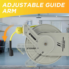 MMINGLE anti-tangle roller system reduces hose wear during use.