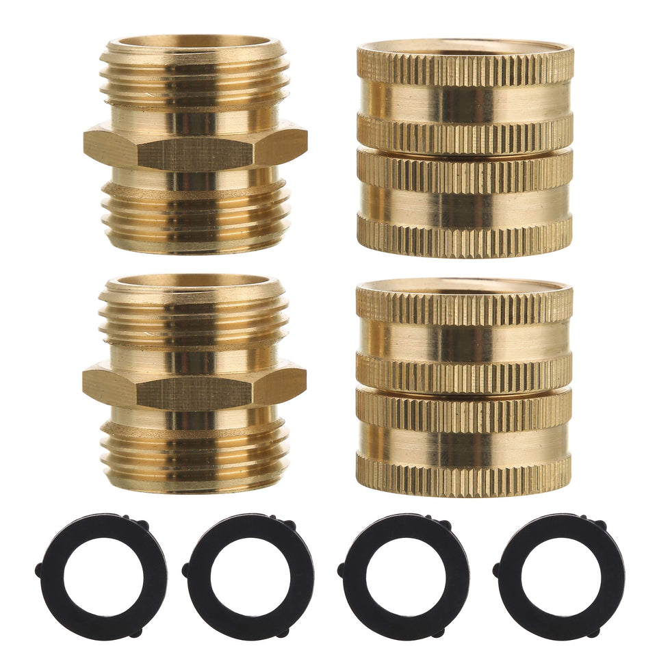 MMINGLE brass double-male adapter set for secure hose connections