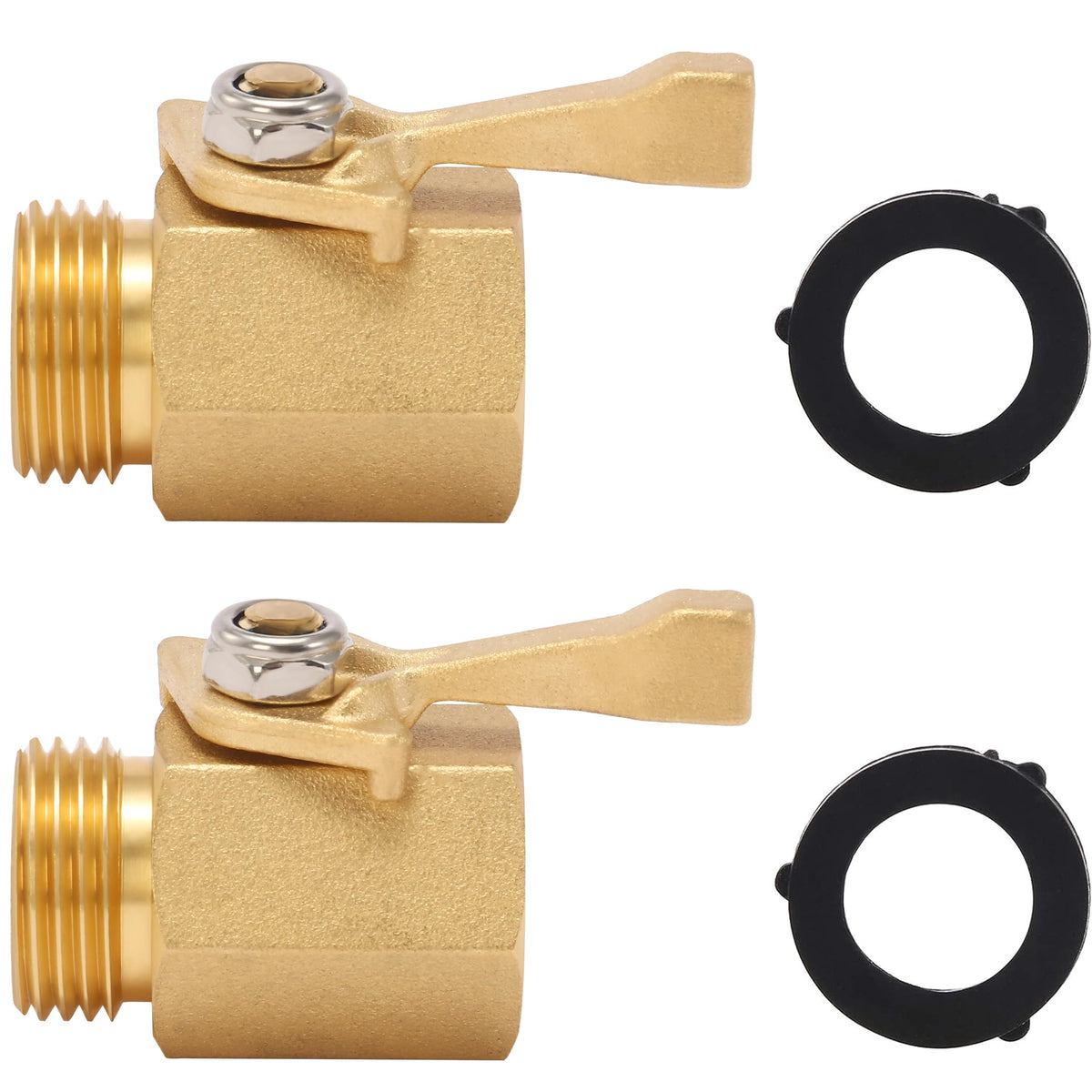 M MINGLE brass shut-off valve close-up with ergonomic handle for easy fingertip adjustments.