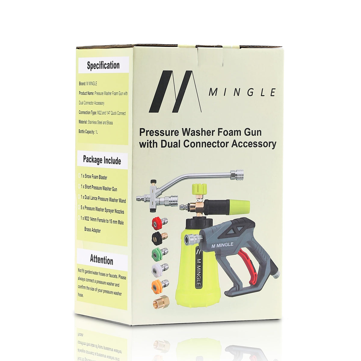 Car wash foam application using M MINGLE kit for even foam coverage