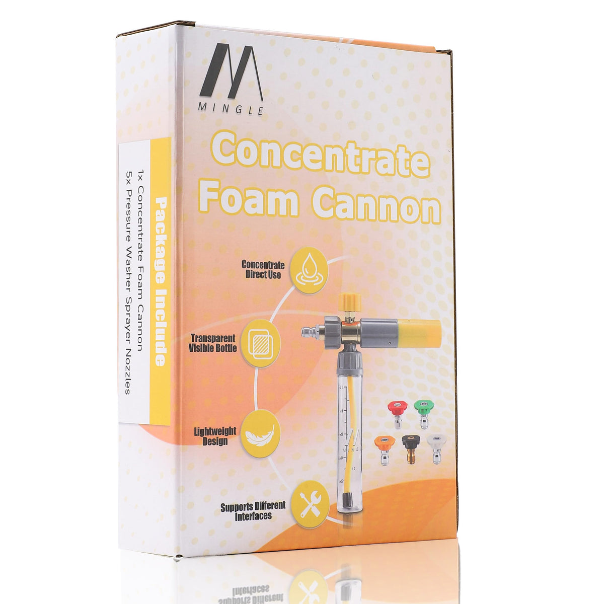 MMINGLE Car wash and patio deck cleaning with versatile foam.