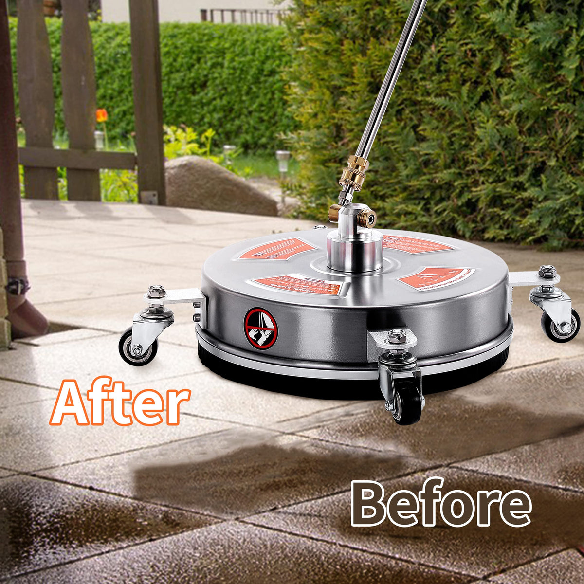 M MINGLE dual high-pressure nozzles rotate to blast away dirt efficiently.