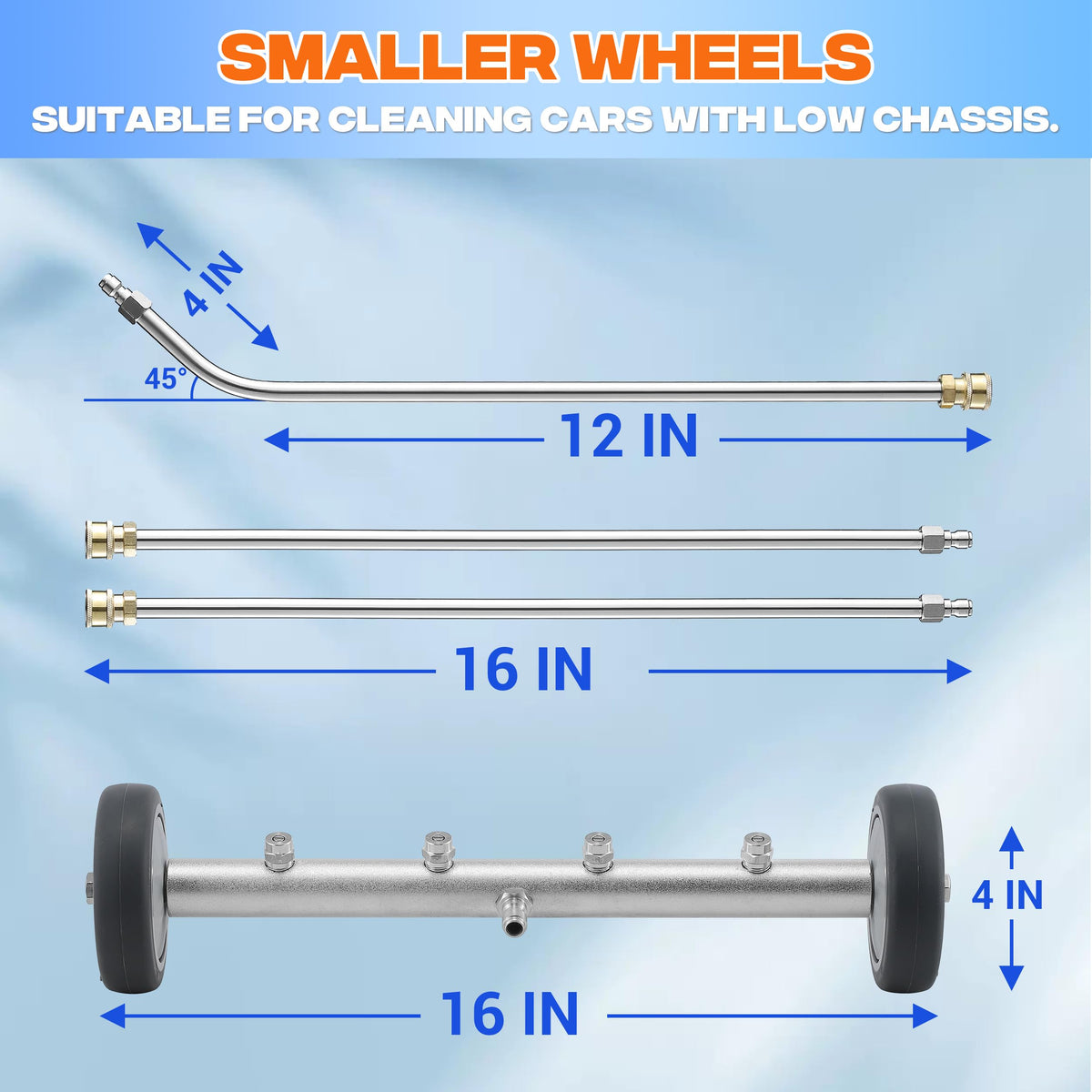 M MINGLE dual-connection attachment offers high- and low-pressure cleaning options.