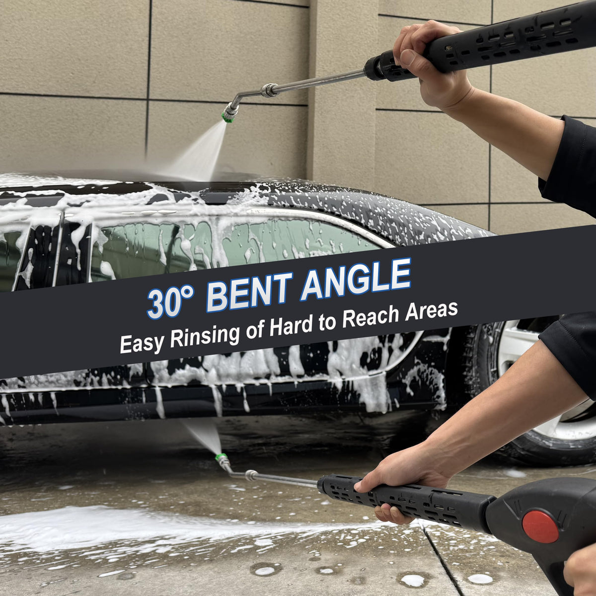 M MINGLE 40-inch extension wand extends reach for fences and roofs.