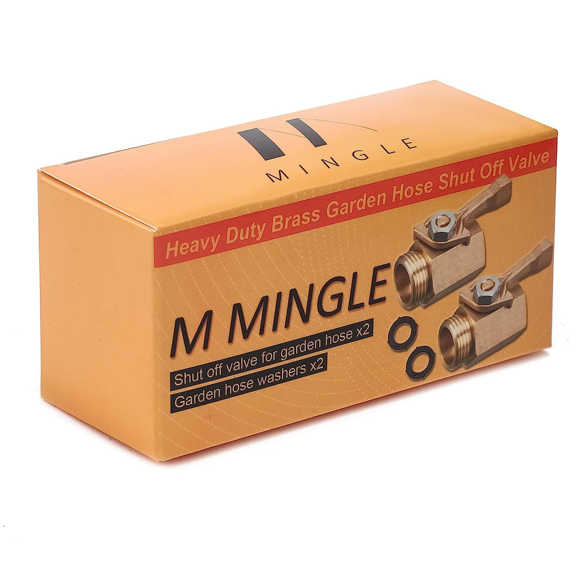 M MINGLE valve shown with full-flow 3/4-inch garden hose thread in a garden setting.