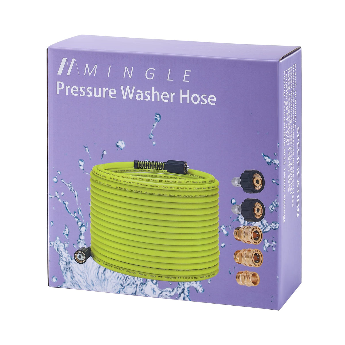 MMINGLE 50 ft hose kit includes connectors and adapters.