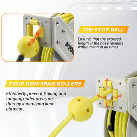 MMINGLE stop ball feature enables adjustable hose length.