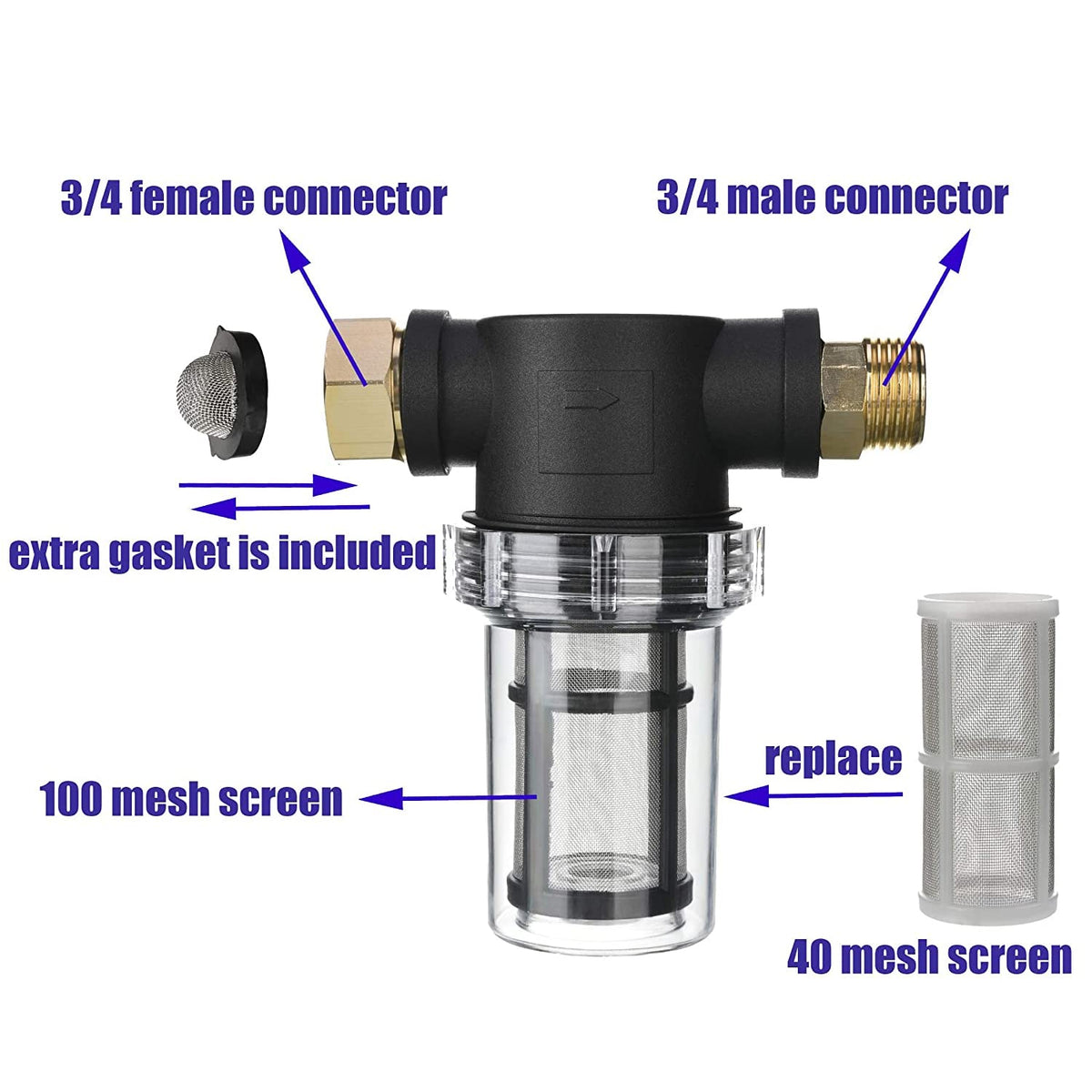 M MINGLE inline filter connects to pressure washer inlet to protect components