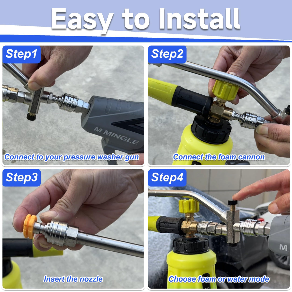 M MINGLE complete foam cannon kit for versatile cleaning projects.