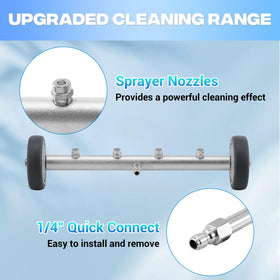 M MINGLE underbody cleaner enables cleaning for low-clearance vehicles.