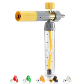 MMINGLE Mini Foam Cannon bottle delivering undiluted foam for efficient car washing.