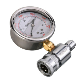 M MINGLE inline gauge installed between hose and pump enables on-the-spot pressure checks.