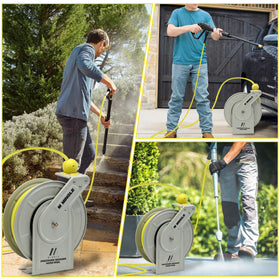 MMINGLE compact reel design fits wall and floor setups.