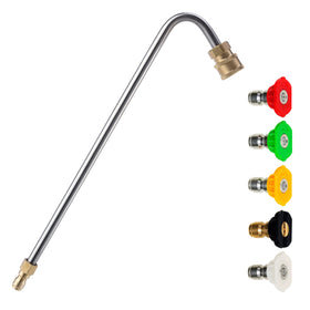 MMINGLE stainless steel gutter cleaner attachment with angled wand reaching difficult gutters
