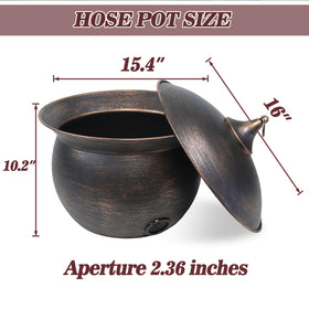 MNRYLKB hose storage pot lid and ring handle for easy access.