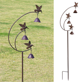 MNRYLKB hummingbirds with bells garden stake adds tranquil outdoor ambience