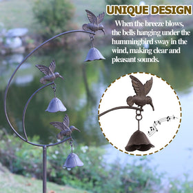 MNRYLKB metal hummingbirds with wind chimes enhance curb appeal and soundscape