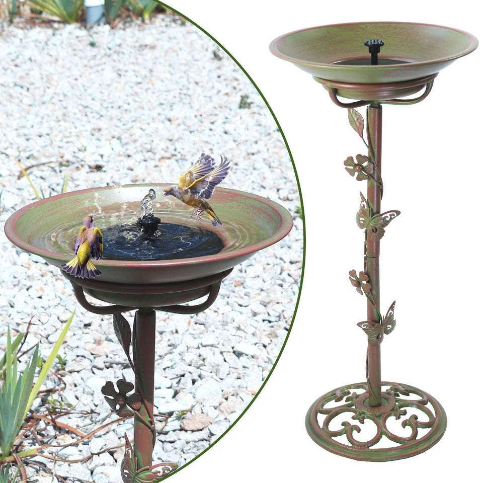 MNRYLKB solar bird bath fountain in action for birds and garden