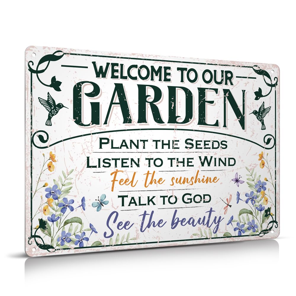 Moanlor Art Welcome to Our Garden sign, outdoor weatherproof decor