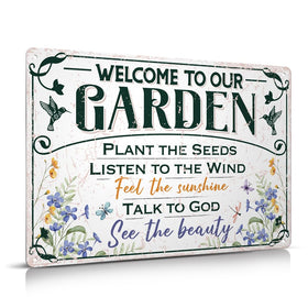 Moanlor Art Welcome to Our Garden sign, outdoor weatherproof decor